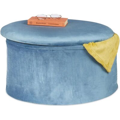 Relaxdays Sammet Hopfällbar Fotpall med Förvaringsutrymme - 31x57cm Blå Relaxdays Sammet Hopfällbar Fotpall med Förvaringsutrymme - 31x57cm Blå