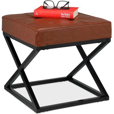 Relaxdays Fußhocker - Industrielles Design, Schwarz & Braun Relaxdays Fußhocker - Industrielles Design, Schwarz & Braun
