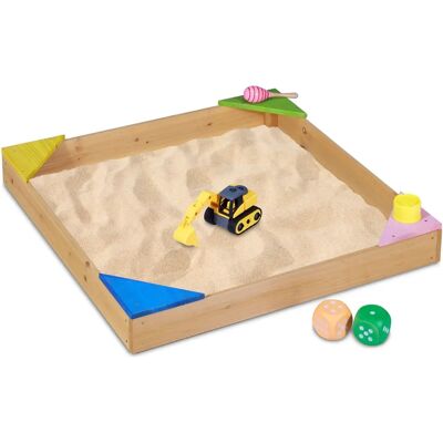 Relaxdays Casetta di sabbia in legno - 4 Sedute angolari, 11,5x90x90cm Relaxdays Casetta di sabbia in legno - 4 Sedute angolari, 11,5x90x90cm