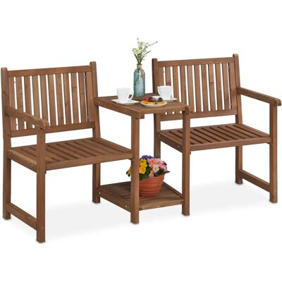 Banquette de jardin Relaxdays avec table - Marron - Banc de jardin - Publicité Banquette de jardin Relaxdays avec table - Marron - Banc de jardin - Publicité