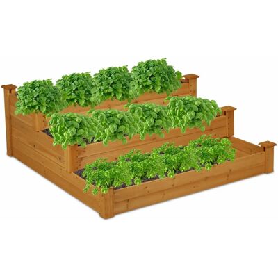 Relaxdays Verhoogde tuinbak - 3-niveaus rustiek dennenhout Relaxdays Verhoogde tuinbak - 3-niveaus rustiek dennenhout