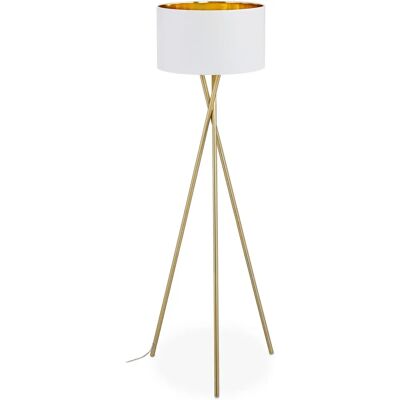 Relaxdays Biała i Złota Tripod Lampa podłogowa - Lampa stojąca Relaxdays Biała i Złota Tripod Lampa podłogowa - Lampa stojąca