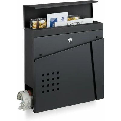 Relaxdays Steel Mailbox with Magazine Compartment - 37x37x11 cm Relaxdays Steel Mailbox with Magazine Compartment - 37x37x11 cm