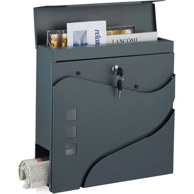 Relaxdays Stahlbriefkasten mit Zeitungsfach - Anthrazit Relaxdays Stahlbriefkasten mit Zeitungsfach - Anthrazit