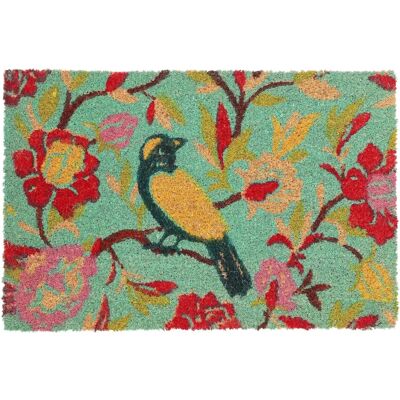Relaxdays Felpudo - Diseño Floral y Pájaro - 60x40cm Relaxdays Felpudo - Diseño Floral y Pájaro - 60x40cm
