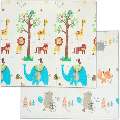 Relaxdays Kinder Speelmat, Omkeerbare Dierenprint, 195x175 cm Relaxdays Kinder Speelmat, Omkeerbare Dierenprint, 195x175 cm