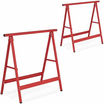 Relaxdays Cavalletti Pieghevoli, Set da 2, Acciaio, Rosso Relaxdays Cavalletti Pieghevoli, Set da 2, Acciaio, Rosso