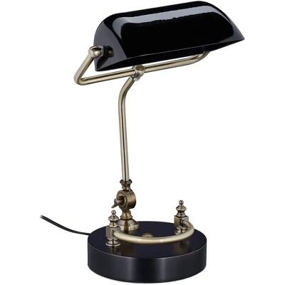 Relaxdays Vintage Banker Schreibtischlampe - Verstellbarer Glashut - Schwarz Relaxdays Vintage Banker Schreibtischlampe - Verstellbarer Glashut - Schwarz