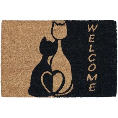 Relaxdays Coconut Fiber Door Mat - 60x40cm - Cat Design - Non-slip - Indoor/Outdoor Relaxdays Coconut Fiber Door Mat - 60x40cm - Cat Design - Non-slip - Indoor/Outdoor