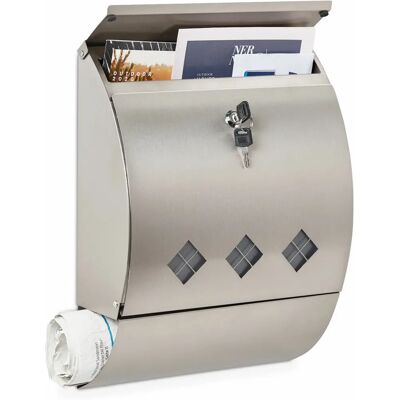Boîte aux lettres en acier inoxydable avec compartiment à journaux - Boîte aux lettres - Publicité Boîte aux lettres en acier inoxydable avec compartiment à journaux - Boîte aux lettres - Publicité