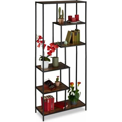 Relaxdays Shelving Unit - Industrial Style - 6 Shelves - Dark Brown/Black Relaxdays Shelving Unit - Industrial Style - 6 Shelves - Dark Brown/Black