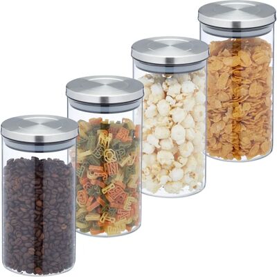 RELAXDAYS Modell 1000ml Lebensmittelgläser - Glas, Stahl, Silikon RELAXDAYS Modell 1000ml Lebensmittelgläser - Glas, Stahl, Silikon