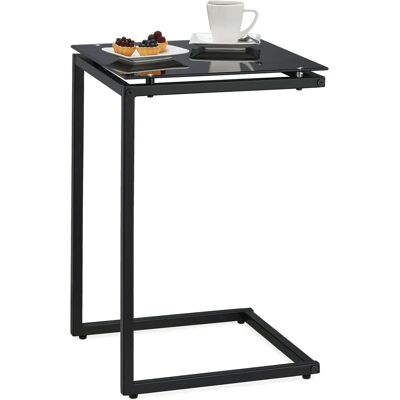 Relaxdays C-formad sidobord svart glas och metall Relaxdays C-formad sidobord svart glas och metall
