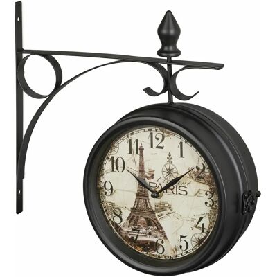 Relaxdays Eiffel Turm Doppelwanduhr - Bahnhofsstil Relaxdays Eiffel Turm Doppelwanduhr - Bahnhofsstil