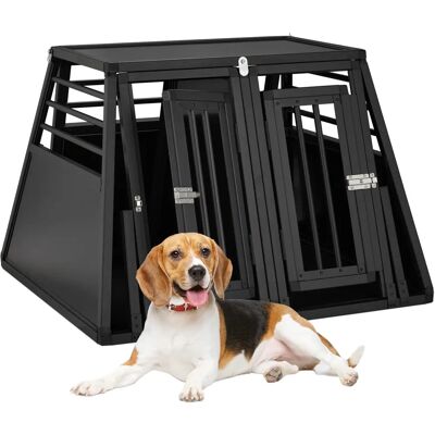 Relaxdays Doppelter Hundetransportkäfig 64x90x82cm schwarz Relaxdays Doppelter Hundetransportkäfig 64x90x82cm schwarz