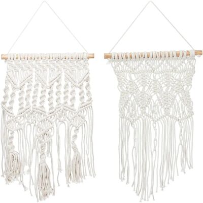 Relaxdays - Handgefertigtes Makramé Wanddekor-Set - Boho-Stil - 2 Designs Relaxdays - Handgefertigtes Makramé Wanddekor-Set - Boho-Stil - 2 Designs