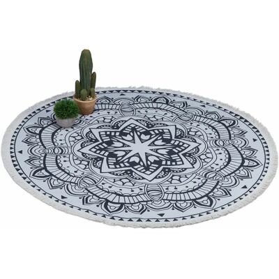 Alfombra redonda de algodón Relaxdays - Estilo boho, Antideslizante, 120cm Alfombra redonda de algodón Relaxdays - Estilo boho, Antideslizante, 120cm
