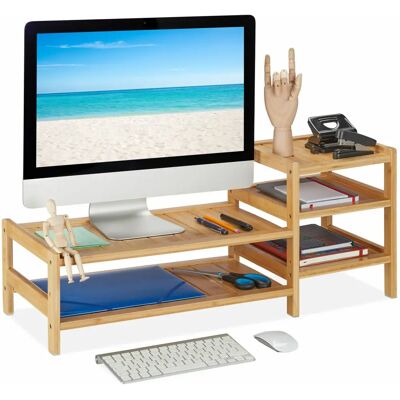 Relaxdays Monitorstandaard - 5 planken natuurlijk bamboe Relaxdays Monitorstandaard - 5 planken natuurlijk bamboe