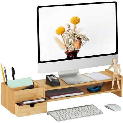 Relaxdays Bambus Monitorständer mit Schublade - Ergonomische Schreibtisch-Organisation Relaxdays Bambus Monitorständer mit Schublade - Ergonomische Schreibtisch-Organisation