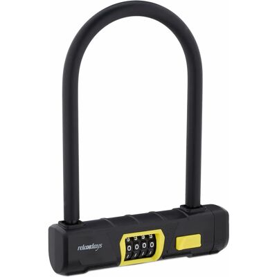 Relaxdays Bike Lock - 10039907, 4-Digit Combination, Steel, Black/Yellow Relaxdays Bike Lock - 10039907, 4-Digit Combination, Steel, Black/Yellow