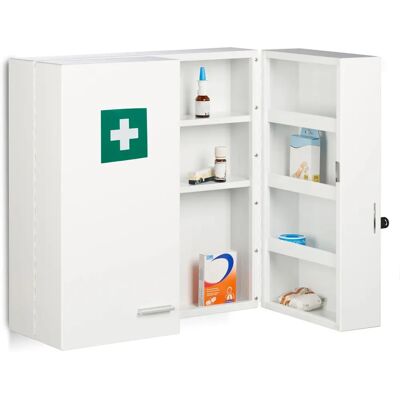 Relaxdays Steel Medicine Cabinet with Lock - 11 Compartments - White Relaxdays Steel Medicine Cabinet with Lock - 11 Compartments - White