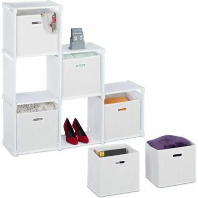 Relaxdays Estantería Modular - 6 Cubos y Cestas - Blanco Relaxdays Estantería Modular - 6 Cubos y Cestas - Blanco