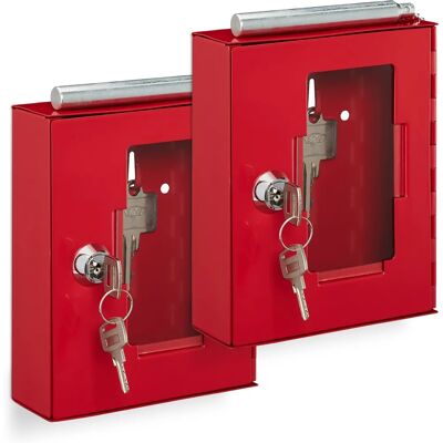 Relaxdays Emergency Key Box Set - Red, Metal, Wall-Mounted Relaxdays Emergency Key Box Set - Red, Metal, Wall-Mounted