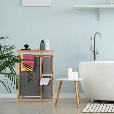 Relaxdays Cesto per bucato - 3 Cesti, Bambù & Poliestere, 70x50x30.5cm - Conservazione della biancheria Relaxdays Cesto per bucato - 3 Cesti, Bambù & Poliestere, 70x50x30.5cm - Conservazione della biancheria