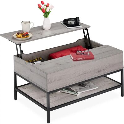 Relaxdays Grauschwarz Höhenverstellbarer Couchtisch mit Stauraum Relaxdays Grauschwarz Höhenverstellbarer Couchtisch mit Stauraum