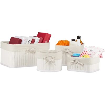 Relaxdays - Juego de 4 Cestas de Bambú para Almacenamiento - Multiuso Blanco Relaxdays - Juego de 4 Cestas de Bambú para Almacenamiento - Multiuso Blanco