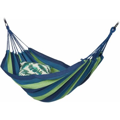 Relaxdays Amaca - Cotone, Blu/Verde, 240x150cm - Amaca Relaxdays Amaca - Cotone, Blu/Verde, 240x150cm - Amaca