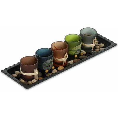 Relaxdays Candle Holder - Set with 5 Candles, Multicolored, 38.5cm Relaxdays Candle Holder - Set with 5 Candles, Multicolored, 38.5cm