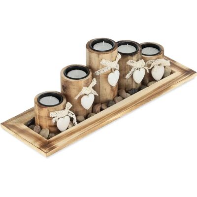 Relaxdays - Kerzenständer-Set mit Tablett und Steinen - Dekoration Relaxdays - Kerzenständer-Set mit Tablett und Steinen - Dekoration