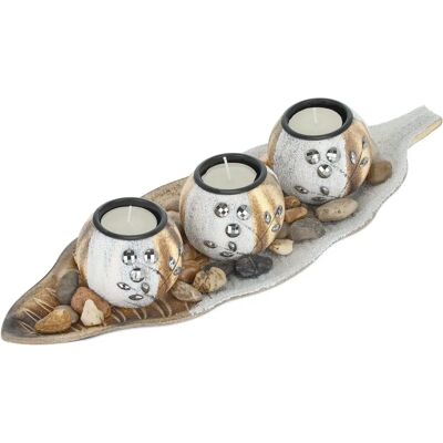 Relaxdays Candle Holder Set - Leaf Tray with 3 Vases - Rustic Decor Relaxdays Candle Holder Set - Leaf Tray with 3 Vases - Rustic Decor
