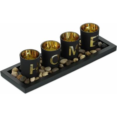Relaxdays Ensemble de Porte-Bougies avec 'HOME' - Décor Élégant - Publicité Relaxdays Ensemble de Porte-Bougies avec 'HOME' - Décor Élégant - Publicité