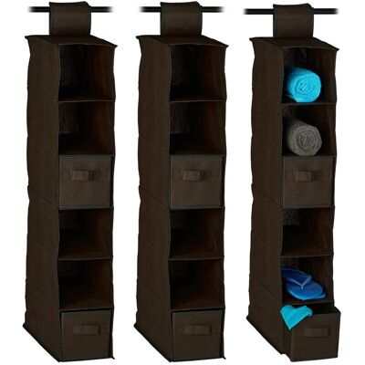 Relaxdays 3x Hanging Wardrobe Organizer Brown Relaxdays 3x Hanging Wardrobe Organizer Brown