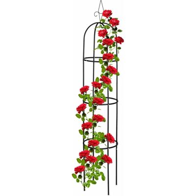 Relaxdays Plant Support - 200cm Obelisk for Climbing Plants - Steel, Black Relaxdays Plant Support - 200cm Obelisk for Climbing Plants - Steel, Black