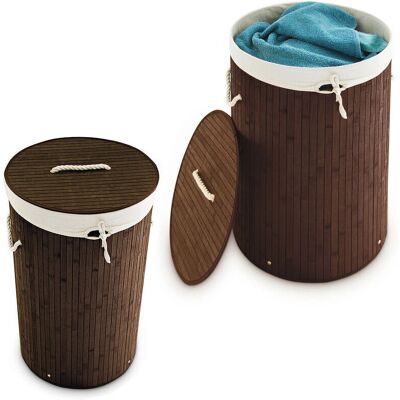 Cestas de ropa de bambú Relaxdays - 70L - Plegables, Marrón Cestas de ropa de bambú Relaxdays - 70L - Plegables, Marrón
