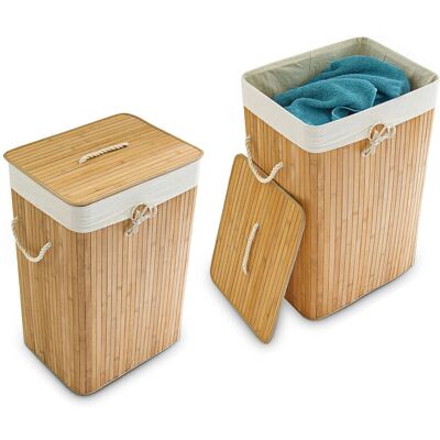 Cestas de Lavandería de Bambú Relaxdays - Plegables, 83L, Manijas Cestas de Lavandería de Bambú Relaxdays - Plegables, 83L, Manijas
