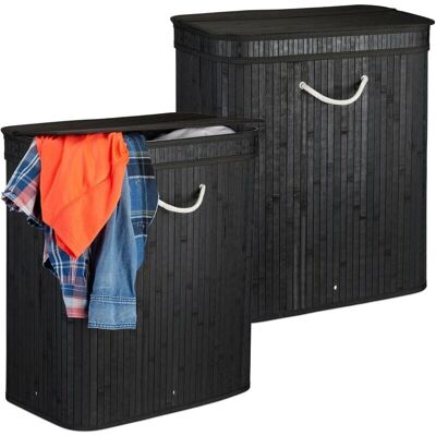 Relaxdays - Cestos de ropa en bambú con 2 compartimentos - 95L Relaxdays - Cestos de ropa en bambú con 2 compartimentos - 95L