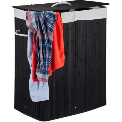 Relaxdays Bamboo Laundry Baskets - 2 Set, 95L, Foldable, 2 Compartments Relaxdays Bamboo Laundry Baskets - 2 Set, 95L, Foldable, 2 Compartments