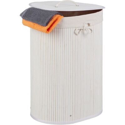 Relaxdays Cesto de Bambú para Ropa - Plegable, 46L, Blanco - Cesta de ropa Relaxdays Cesto de Bambú para Ropa - Plegable, 46L, Blanco - Cesta de ropa