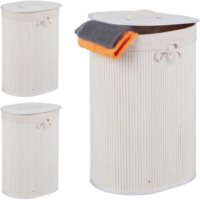Set de Cestos de Ropa de Bambú Relaxdays - Plegables, Con Tapa, 46L Set de Cestos de Ropa de Bambú Relaxdays - Plegables, Con Tapa, 46L