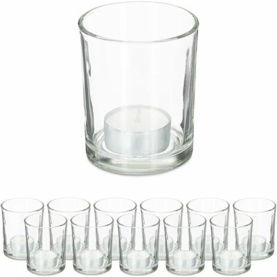 Relaxdays candle holder - Set of 12 transparent glass candle holders - Indoor and outdoor decor Relaxdays candle holder - Set of 12 transparent glass candle holders - Indoor and outdoor decor