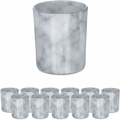 Relaxdays Gray Marble Effect Candle Holder - Candle Holder Set of 12 Relaxdays Gray Marble Effect Candle Holder - Candle Holder Set of 12