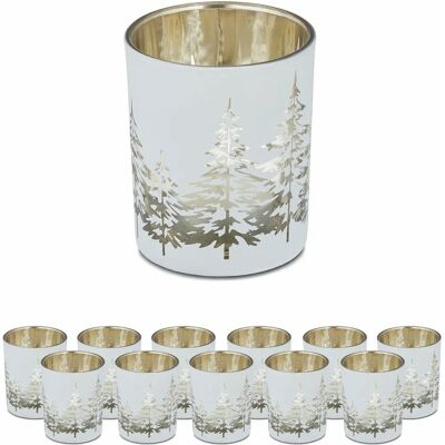 Relaxdays White Gold Candle Holder Set - Christmas Decor Relaxdays White Gold Candle Holder Set - Christmas Decor