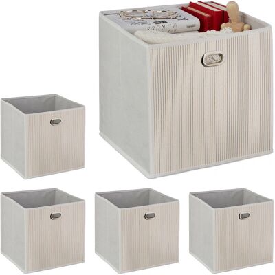 Relaxdays 5x Cestas de almacenamiento de bambú - Plegables, Blanco - Cesta de almacenaje Relaxdays 5x Cestas de almacenamiento de bambú - Plegables, Blanco - Cesta de almacenaje