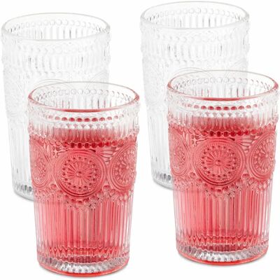 Relaxdays Waterglas - Vintage, 400ml, set van 4 Relaxdays Waterglas - Vintage, 400ml, set van 4