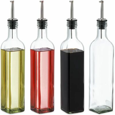 Relaxdays Öl- und Essigspender-Set - 4 Glasflaschen 500ml Relaxdays Öl- und Essigspender-Set - 4 Glasflaschen 500ml