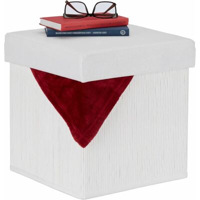 Relaxdays Bamboe Opbergpoef - Opvouwbare Ottoman voor Woonkamer Relaxdays Bamboe Opbergpoef - Opvouwbare Ottoman voor Woonkamer